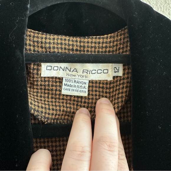 Vintage Donna Ricco Houndstooth Blazer Coat Maxi Dress - Picture 5 of 6